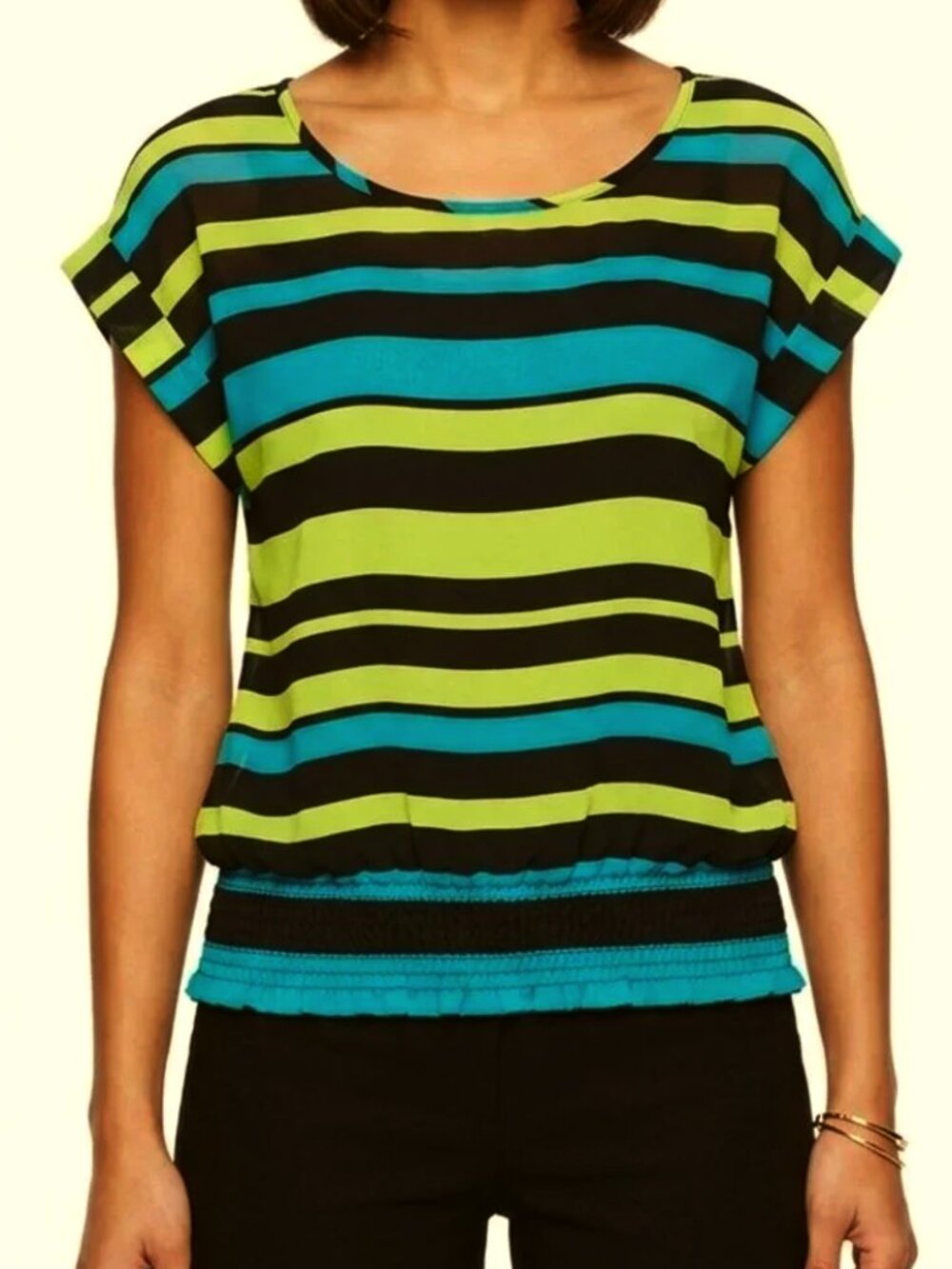 Wet Seal Relaxed Fit Sheer Pull On Striped Blouse- Sz. XS
